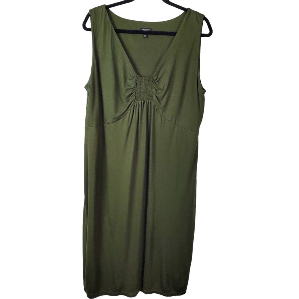 🌿 Talbots Plus Size 2X Green Knit Shift Dress EUC